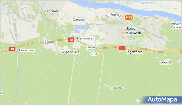 mapa Rudy gmina Solec Kujawski, Rudy gmina Solec Kujawski na mapie Targeo