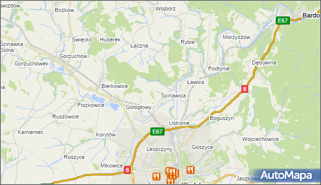 mapa Ścinawica, Ścinawica na mapie Targeo