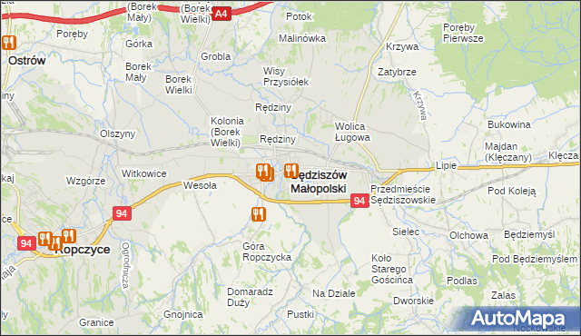 mapa Sędziszów Małopolski, Sędziszów Małopolski na mapie Targeo