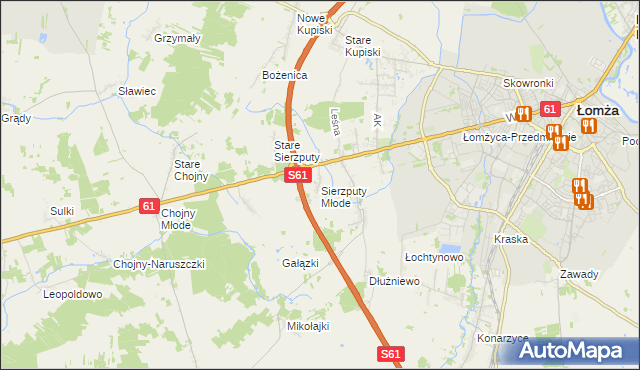mapa Sierzputy Młode, Sierzputy Młode na mapie Targeo