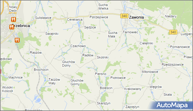 mapa Skotniki gmina Zawonia, Skotniki gmina Zawonia na mapie Targeo