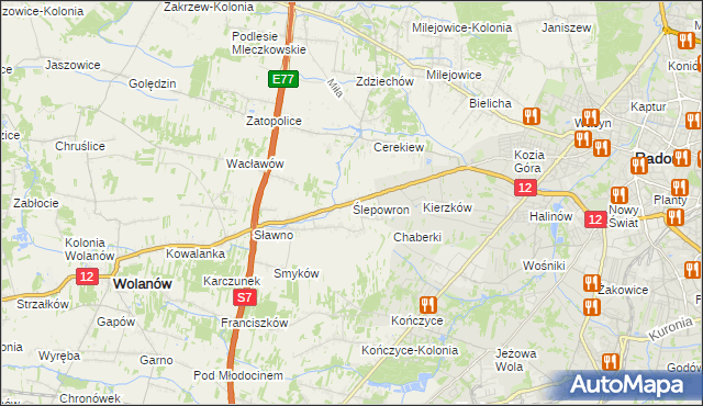 mapa Ślepowron, Ślepowron na mapie Targeo