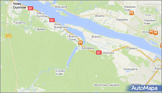 mapa Soczewka gmina Nowy Duninów, Soczewka gmina Nowy Duninów na mapie Targeo
