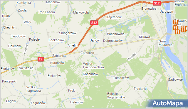 mapa Sosnów gmina Puławy, Sosnów gmina Puławy na mapie Targeo