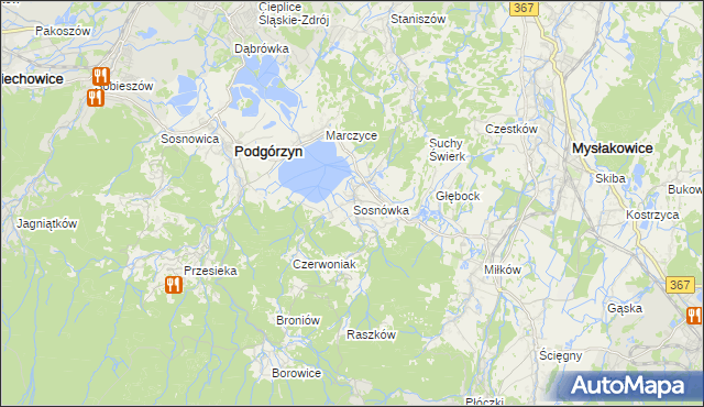 mapa Sosnówka gmina Podgórzyn, Sosnówka gmina Podgórzyn na mapie Targeo