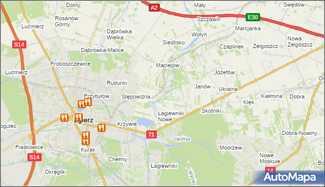 mapa Stare Łagiewniki, Stare Łagiewniki na mapie Targeo