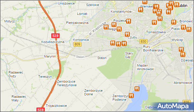 mapa Stasin gmina Konopnica, Stasin gmina Konopnica na mapie Targeo