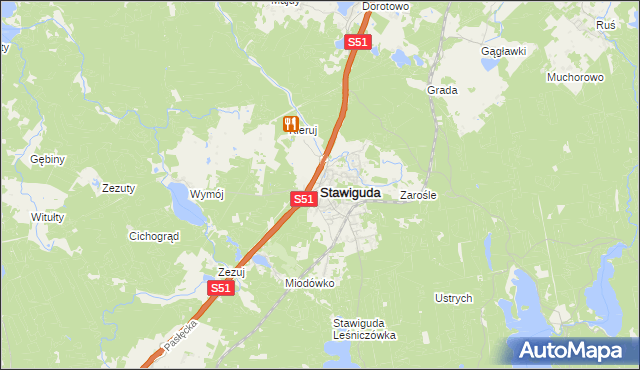 mapa Stawiguda, Stawiguda na mapie Targeo