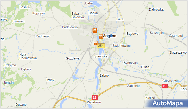 mapa Stawiska gmina Mogilno, Stawiska gmina Mogilno na mapie Targeo