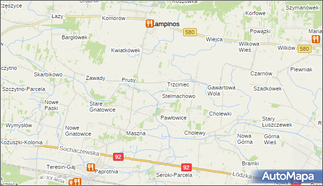 mapa Stelmachowo gmina Leszno, Stelmachowo gmina Leszno na mapie Targeo