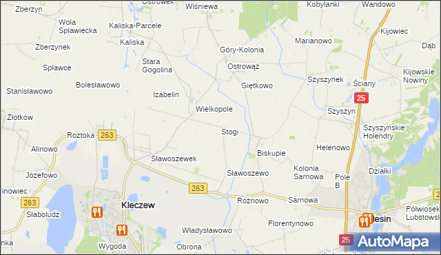 mapa Stogi gmina Kleczew, Stogi gmina Kleczew na mapie Targeo