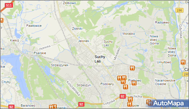 mapa Suchy Las powiat poznański, Suchy Las powiat poznański na mapie Targeo