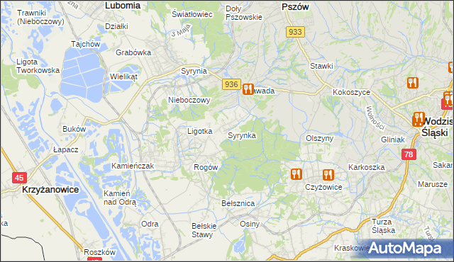 mapa Syrynka, Syrynka na mapie Targeo