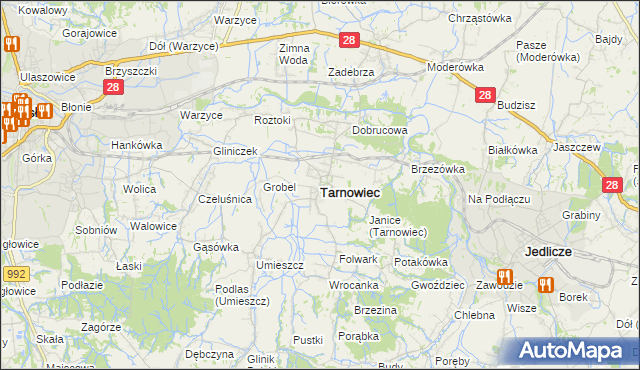 mapa Tarnowiec powiat jasielski, Tarnowiec powiat jasielski na mapie Targeo