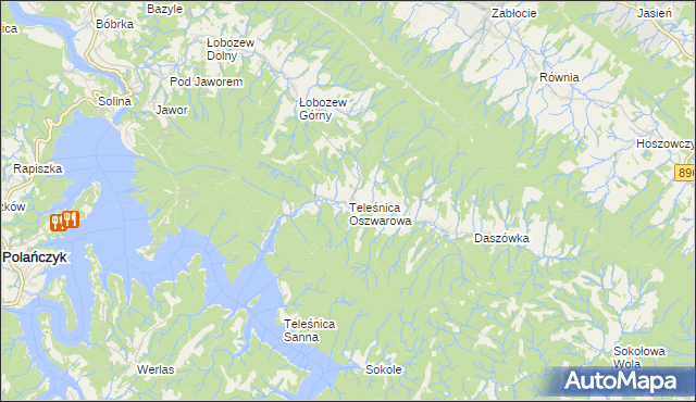 mapa Teleśnica Oszwarowa, Teleśnica Oszwarowa na mapie Targeo