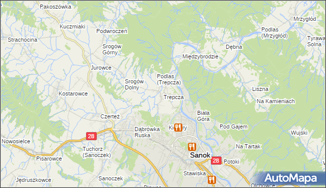 mapa Trepcza, Trepcza na mapie Targeo