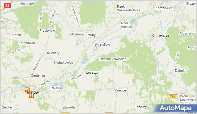 mapa Trząska-Zawodzie, Trząska-Zawodzie na mapie Targeo