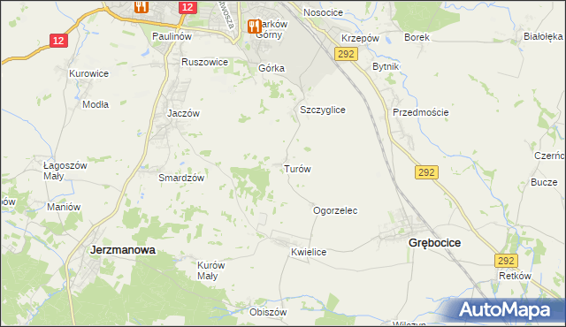 mapa Turów gmina Głogów, Turów gmina Głogów na mapie Targeo