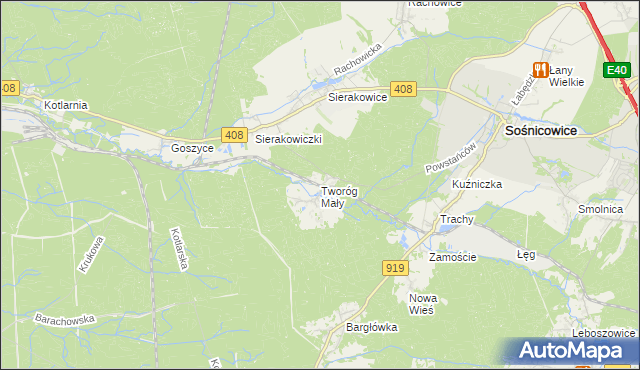 mapa Tworóg Mały, Tworóg Mały na mapie Targeo