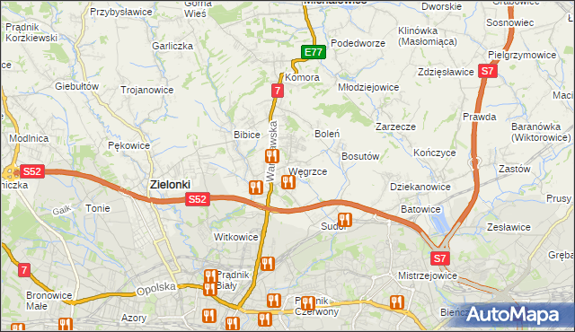 mapa Węgrzce gmina Zielonki, Węgrzce gmina Zielonki na mapie Targeo