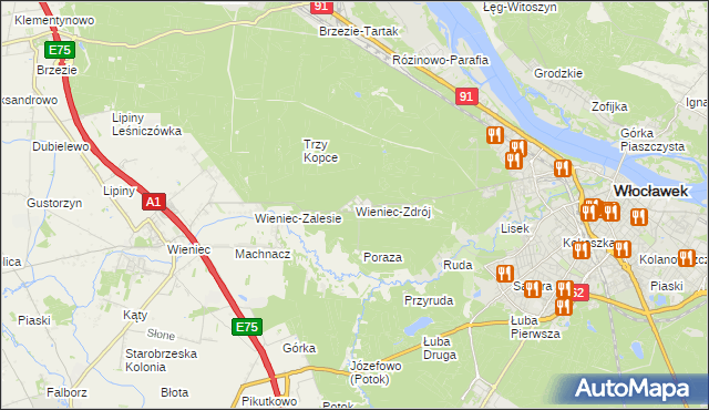 mapa Wieniec-Zdrój, Wieniec-Zdrój na mapie Targeo