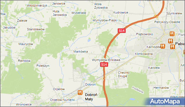 mapa Wincentów gmina Dobroń, Wincentów gmina Dobroń na mapie Targeo