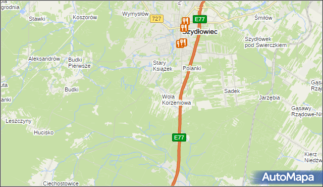 mapa Wola Korzeniowa, Wola Korzeniowa na mapie Targeo