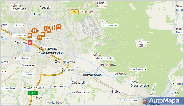 mapa Wólka Bodzechowska, Wólka Bodzechowska na mapie Targeo