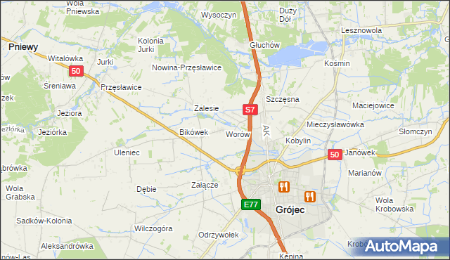 mapa Worów, Worów na mapie Targeo