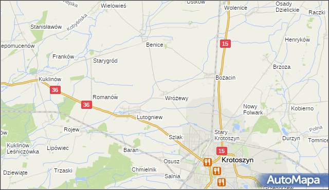 mapa Wróżewy, Wróżewy na mapie Targeo