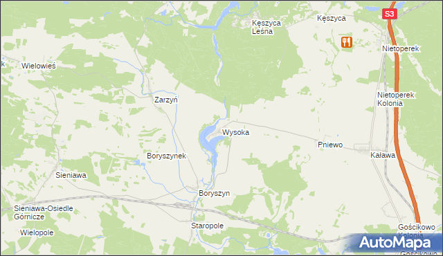 mapa Wysoka gmina Międzyrzecz, Wysoka gmina Międzyrzecz na mapie Targeo