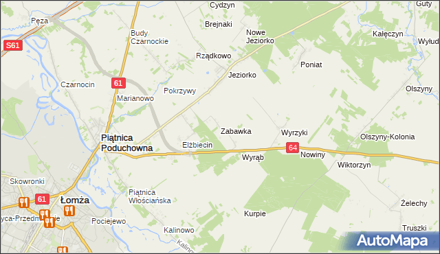 mapa Zabawka gmina Piątnica, Zabawka gmina Piątnica na mapie Targeo