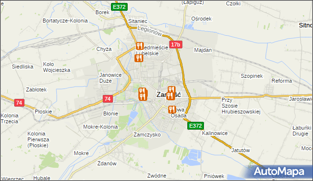 mapa Zamościa, Zamość na mapie Targeo