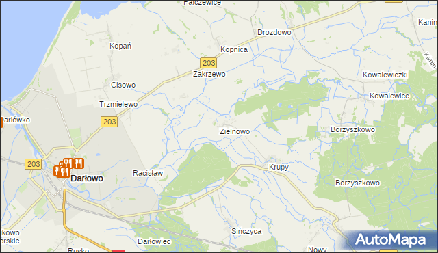 mapa Zielnowo gmina Darłowo, Zielnowo gmina Darłowo na mapie Targeo