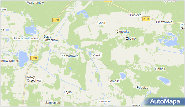 mapa Zienki, Zienki na mapie Targeo