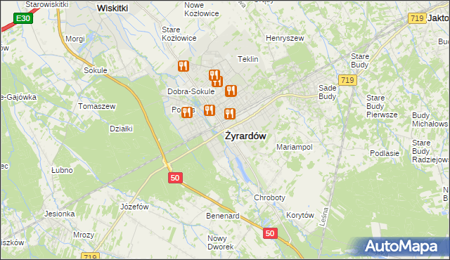 mapa Żyrardów, Żyrardów na mapie Targeo