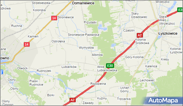 mapa Albinów gmina Głowno, Albinów gmina Głowno na mapie Targeo
