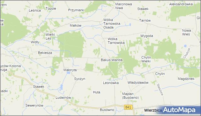 mapa Bakus-Wanda, Bakus-Wanda na mapie Targeo