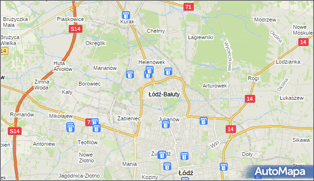 mapa Bałuty gmina Łódź, Bałuty gmina Łódź na mapie Targeo