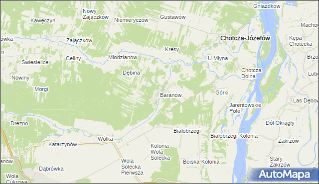 mapa Baranów gmina Chotcza, Baranów gmina Chotcza na mapie Targeo