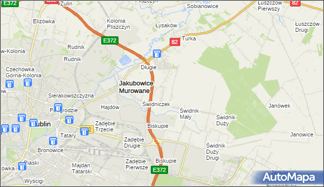 mapa Biskupie-Kolonia gmina Wólka, Biskupie-Kolonia gmina Wólka na mapie Targeo