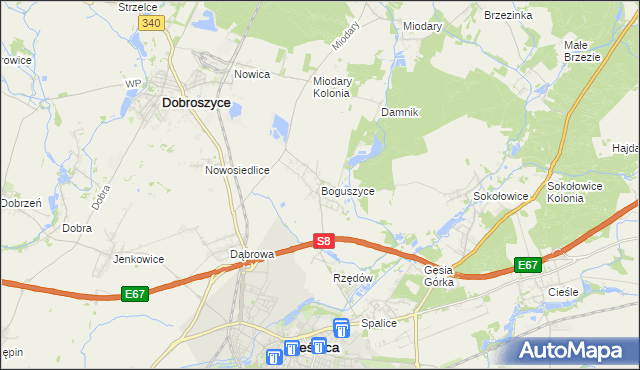 mapa Boguszyce gmina Oleśnica, Boguszyce gmina Oleśnica na mapie Targeo
