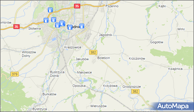 mapa Boleścin gmina Świdnica, Boleścin gmina Świdnica na mapie Targeo