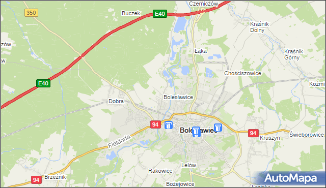 mapa Bolesławice gmina Bolesławiec, Bolesławice gmina Bolesławiec na mapie Targeo