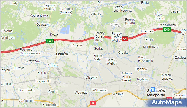 mapa Borek Mały, Borek Mały na mapie Targeo
