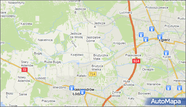 mapa Brużyczka Mała, Brużyczka Mała na mapie Targeo