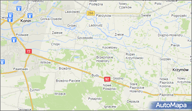 mapa Brzezińskie Holendry, Brzezińskie Holendry na mapie Targeo