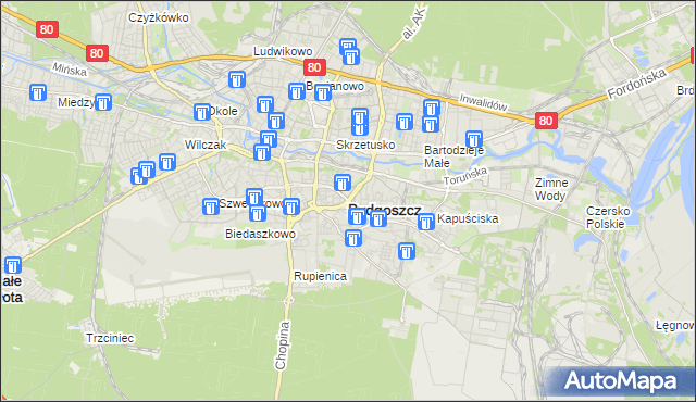 mapa Bydgoszczy, Bydgoszcz na mapie Targeo