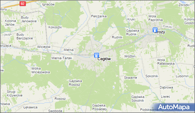 mapa Cegłów powiat miński, Cegłów powiat miński na mapie Targeo