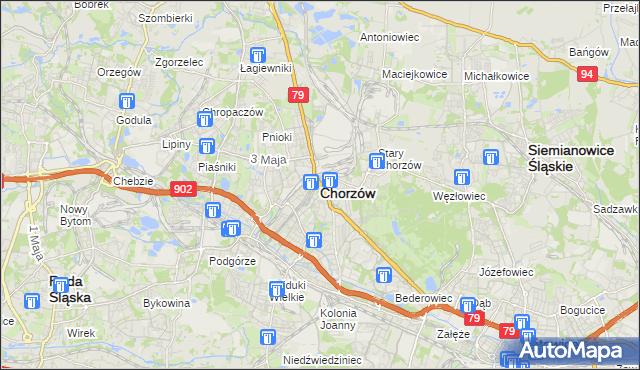 mapa Chorzów, Chorzów na mapie Targeo